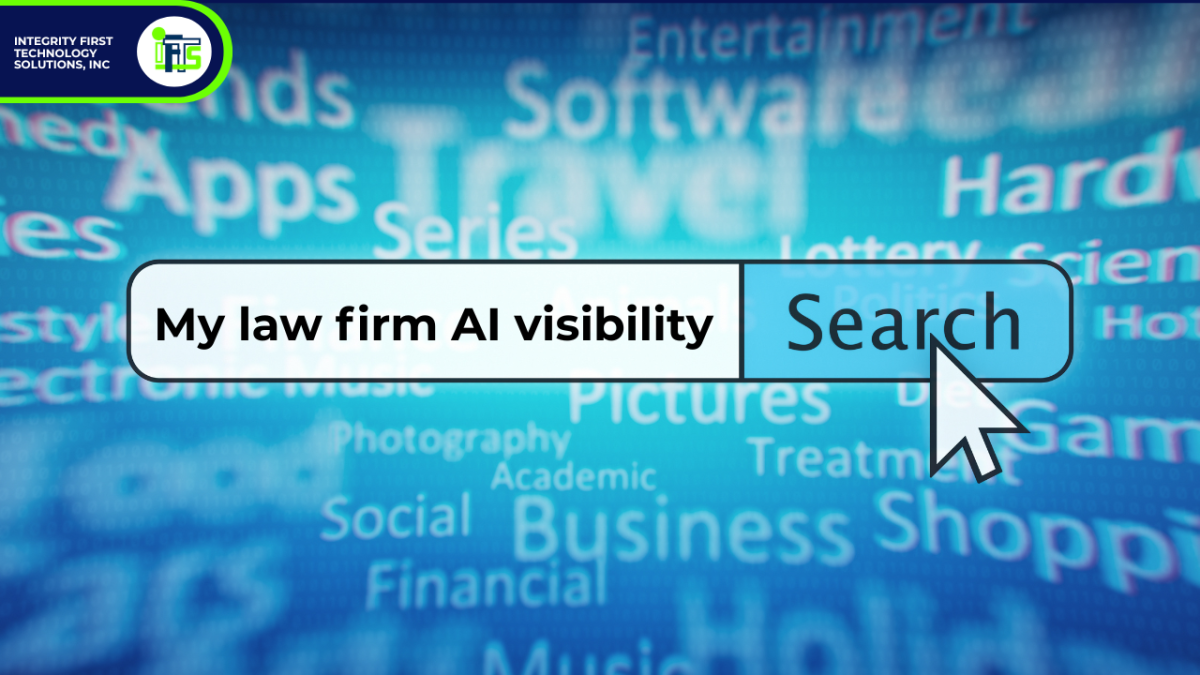 photo of search bar with "law firm AI visibility" typed in it